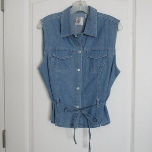 100% cotton denim sleeveless blouse